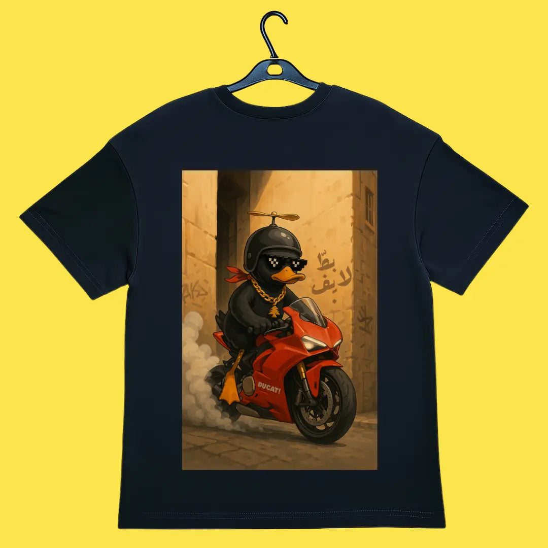 Biker Duck Oversized Tee (Unisex)