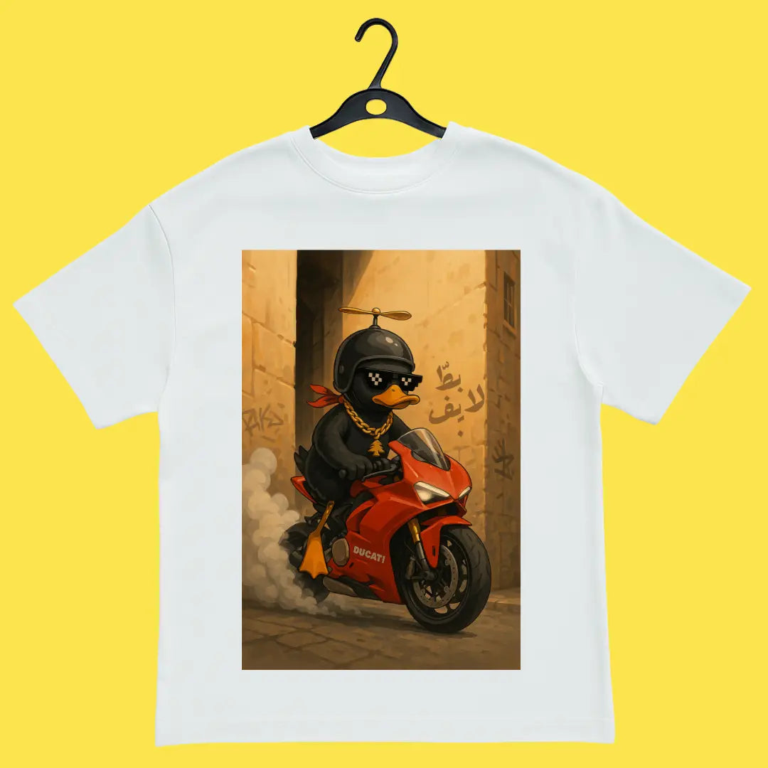 Biker Duck Oversized Tee (Unisex)