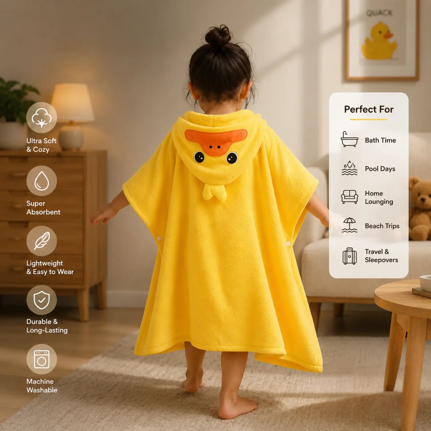Hooded Duck Towel Poncho