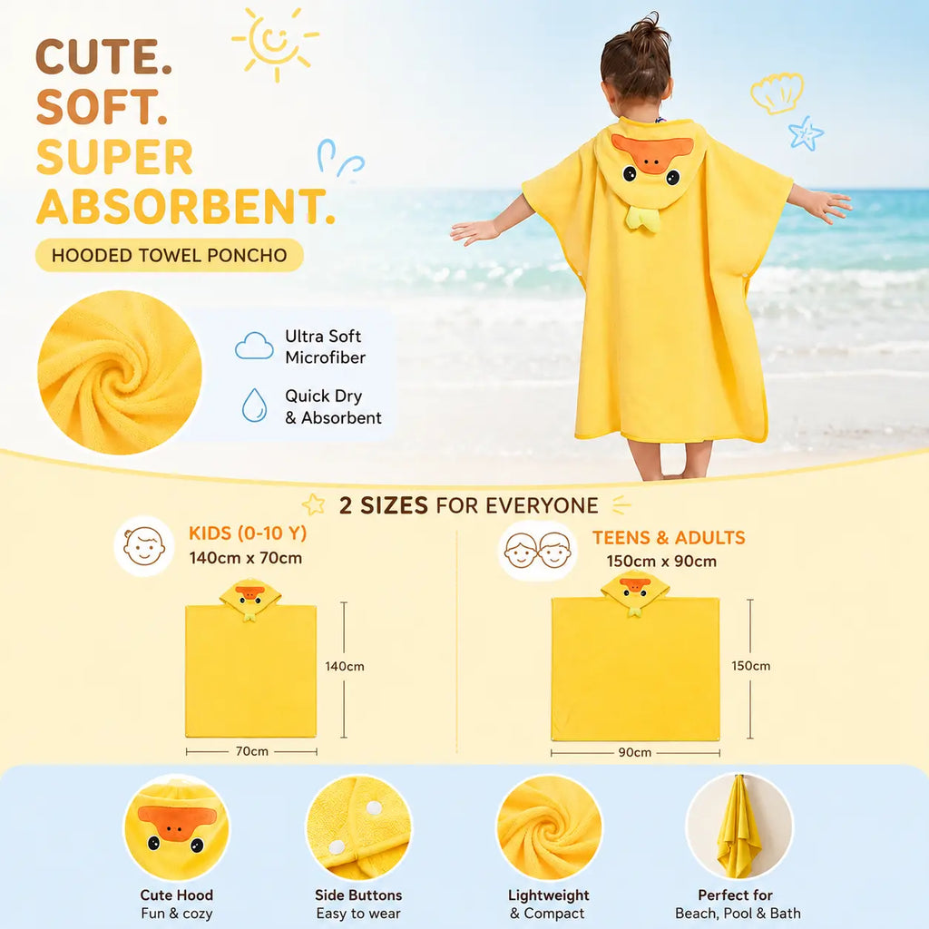 Hooded Duck Towel Poncho