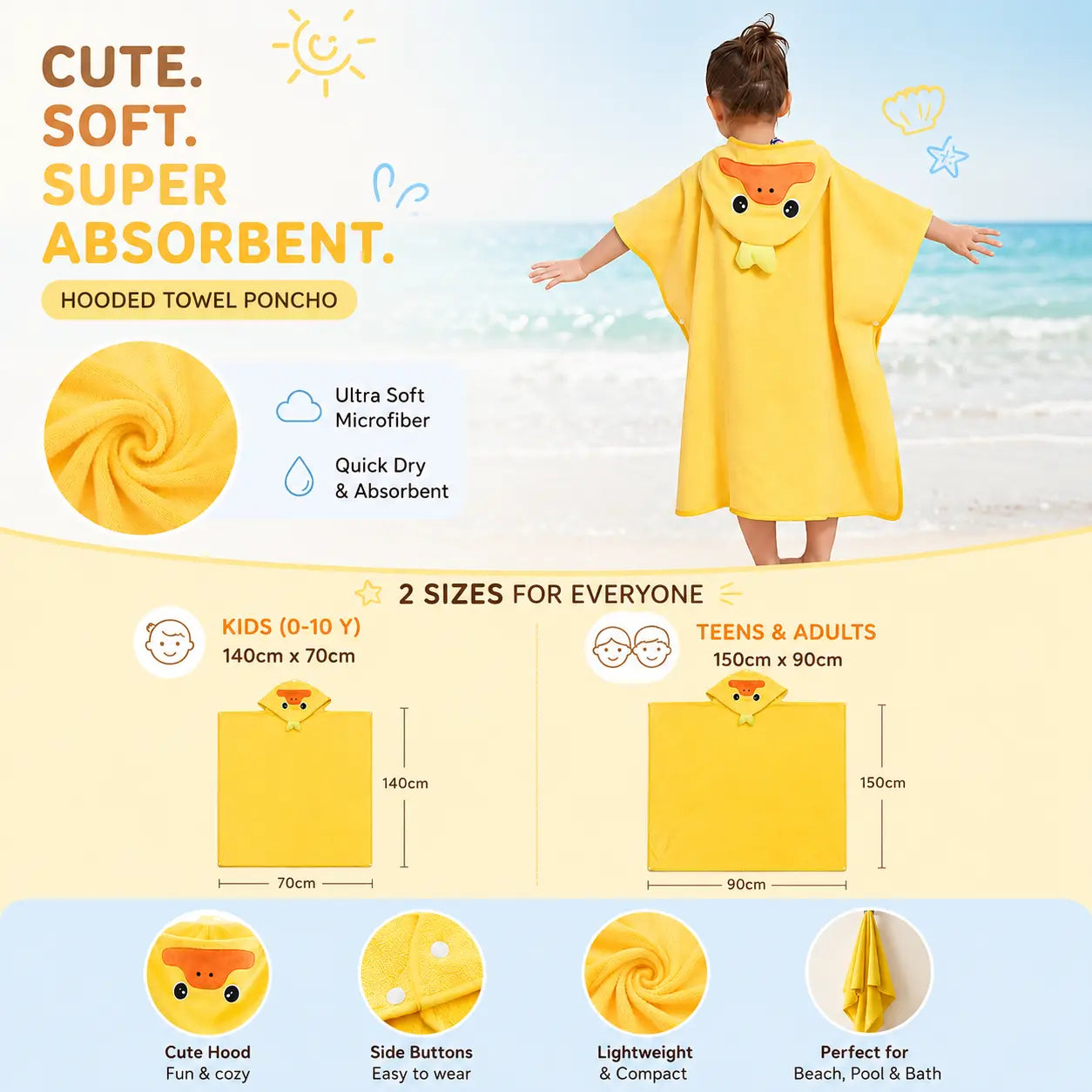 Hooded Duck Towel Poncho